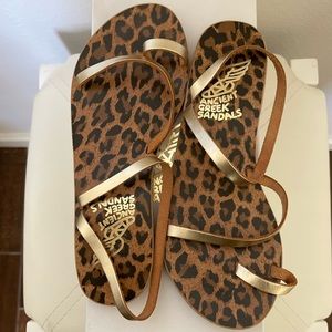 Ancient Greek sandals size 36 gold and leopard